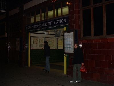 Outside Mornington Crescent tube station