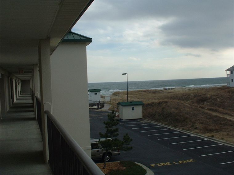 View out to sea from our hotel room / balcony area