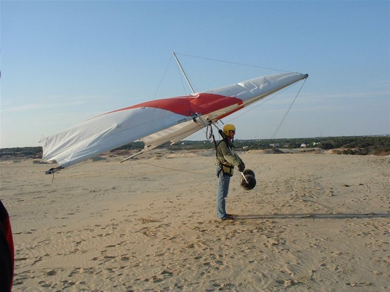 One of the instructors about to take the glider down
