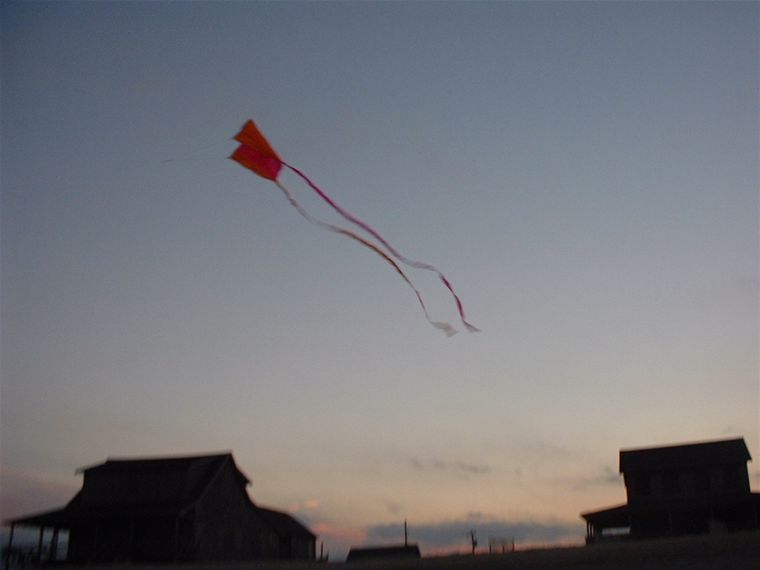 Our lovely pocket kite, on the beach. The lack of any wind meant running like a mad thing to keep it in the air at all.