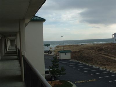 View out to sea from our hotel room / balcony area