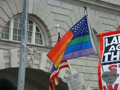 Multi-coloured US flag
