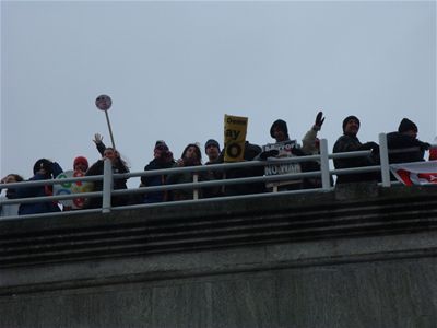 People on the bridge at Embankment