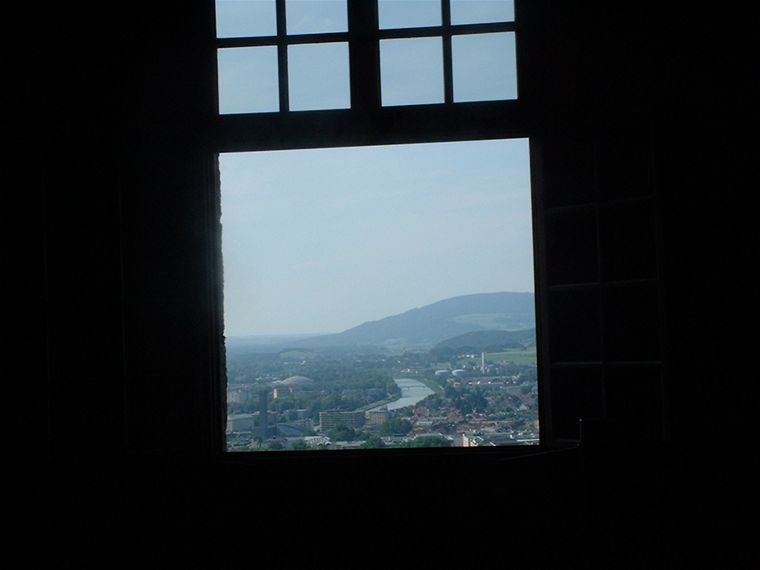 View over the city from the bedroom of the Archbishop Prince's Residence rooms in the Fort