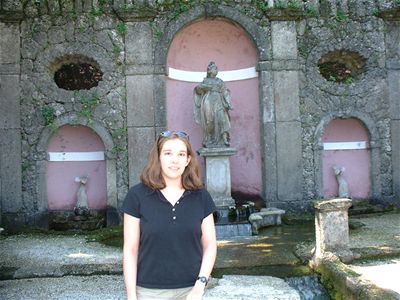 Audrey with some statues