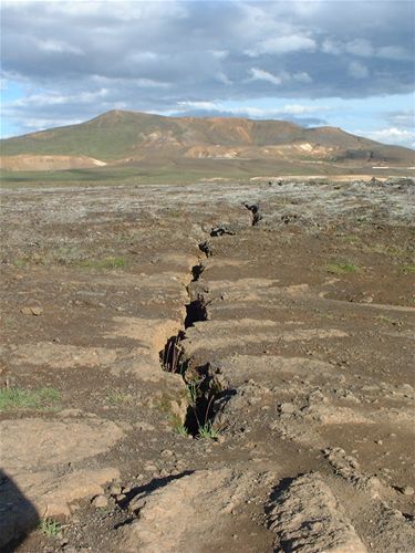 Stress crack line, with Krafla in the background