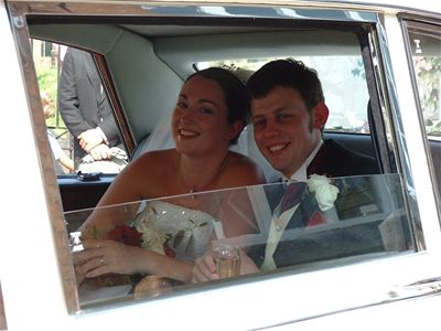 In the wedding car