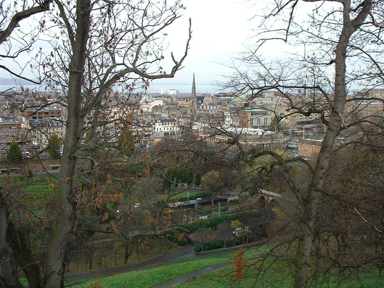 View of the New Town & Royal Gardens from Edinburgh Castle