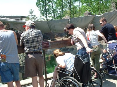 Audrey in her wheelchair plus parents