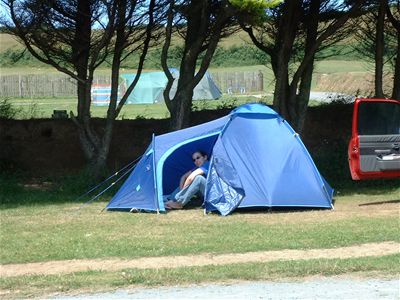 Close-up of the new tent