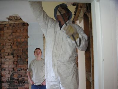 Pulling down the ceiling and walls!