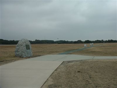 Take-off point to various landing points of the Wright Brothers flights