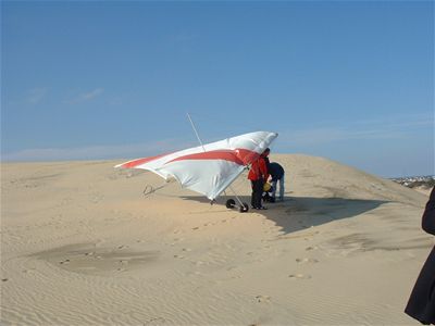 Hang Gliding - preparing the glider