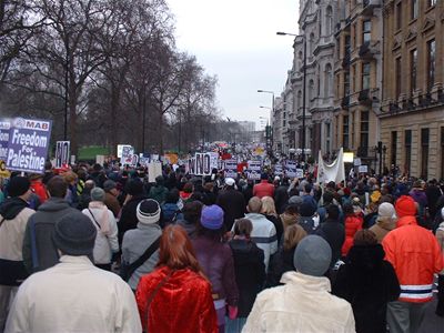 The March heading down Picadilly towards Hyde Park