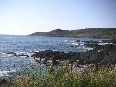 Another view out to the headland, the rocks of Barricane Beach foreground