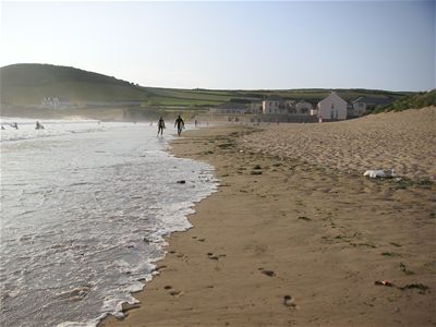 Croyde Bay at high tide (towards Baggy Point)
